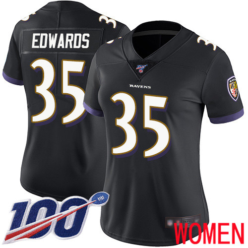 Baltimore Ravens Limited Black Women Gus Edwards Alternate Jersey NFL Football #35 100th Season Vapor Untouchable